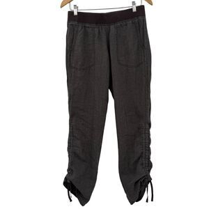 Toad&Co Lina Linen Pull-On Side Cinch Pants in Charcoal Grey | Size Small